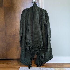 Knox Rose drapey open front cardigan with elbow patches